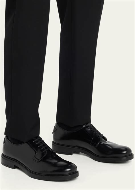 Prada Men's Brushed Leather Derby Shoes 